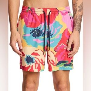 NWT Paisley & Gray Men's Gilligan Size Large Abstract Floral 6" Swim Trunks Pop